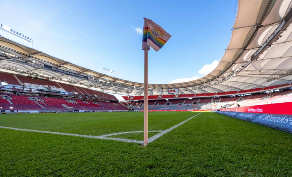 Foto tirada da bandeira de escanteio em uma das sedes da Eurocopa 2024.